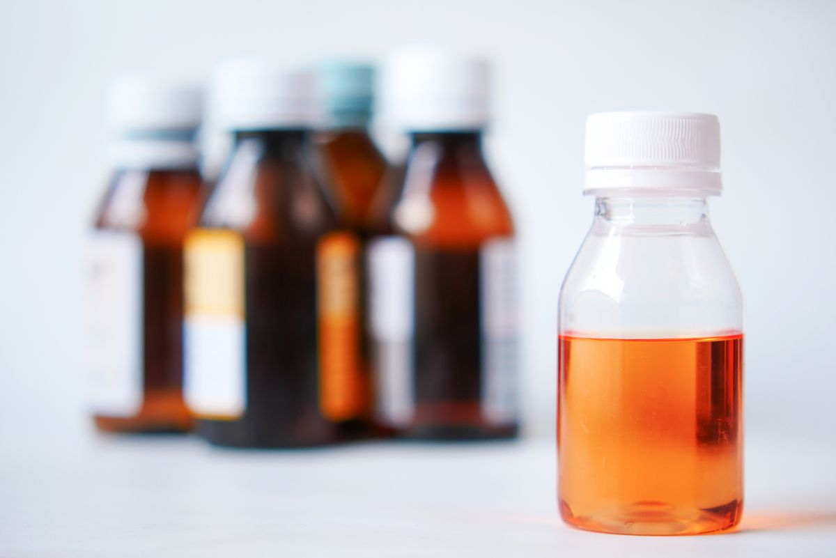 Bottles of oral liquid medicine